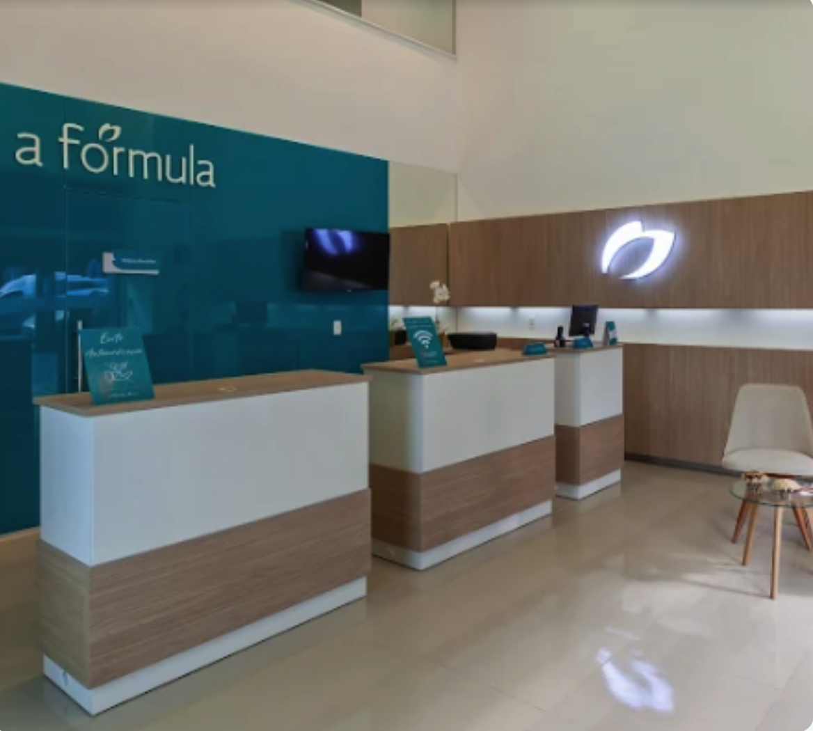 Recepção da A Fórmula - atendimento em farmácia de manipulação
